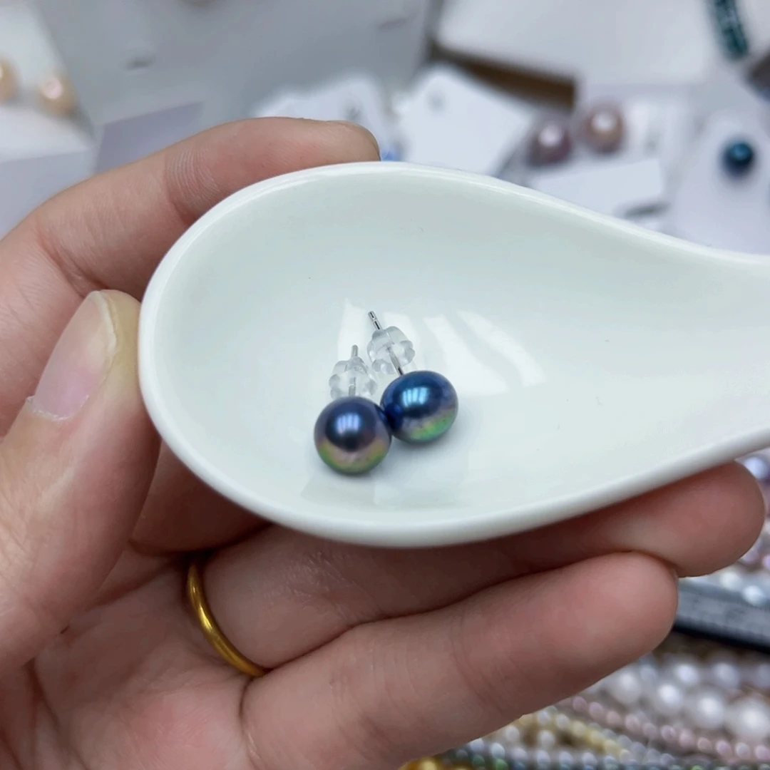 淡水珍珠耳饰银S925镶嵌