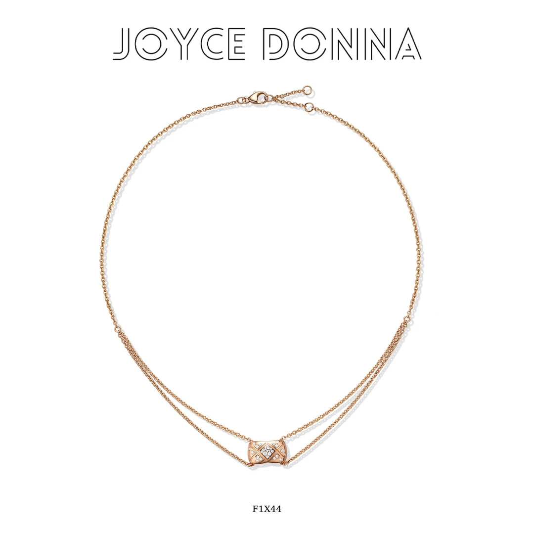 925银 镀K金 法式轻奢气质高级感菱形纹路项链 F1X44