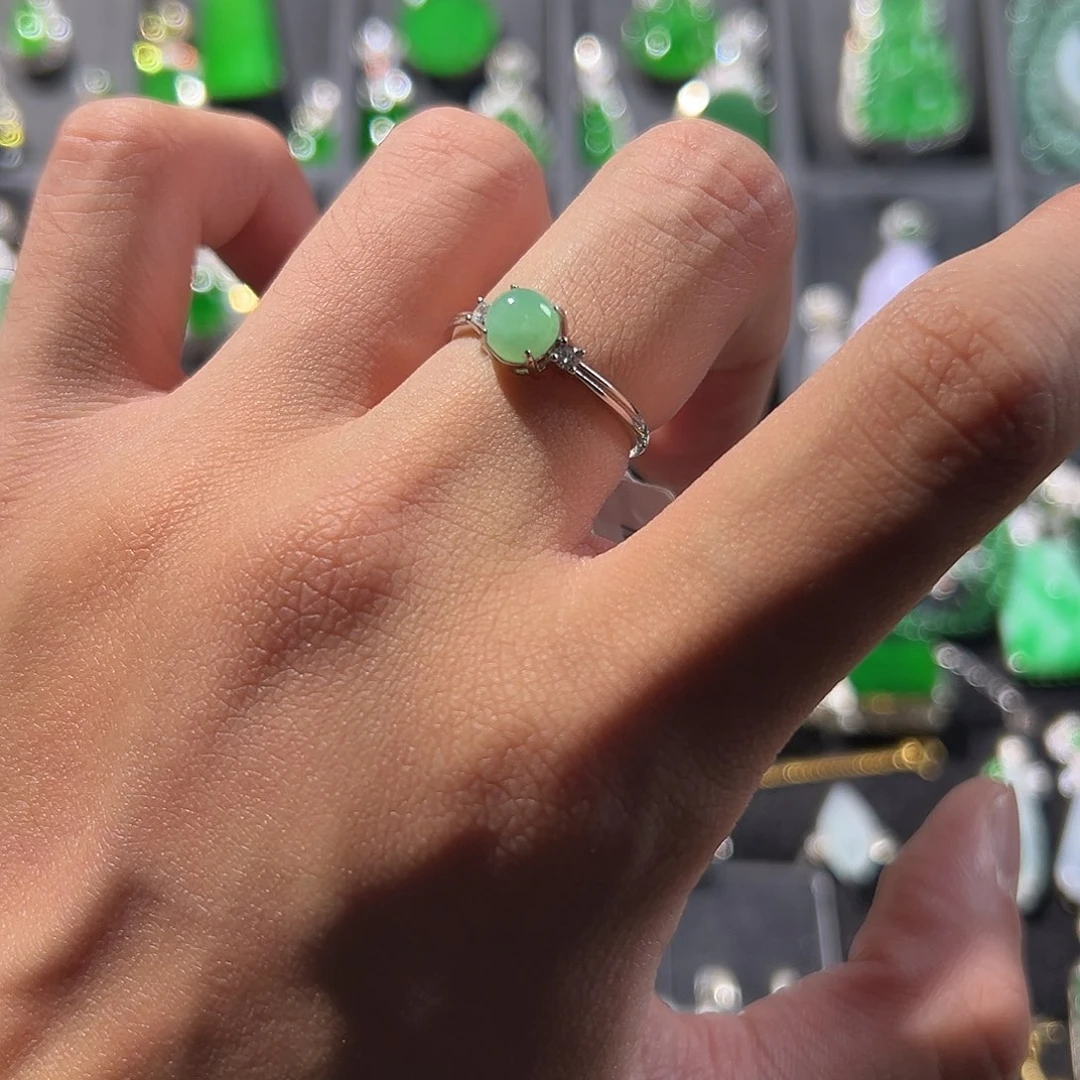 翡翠银S925镶嵌戒指