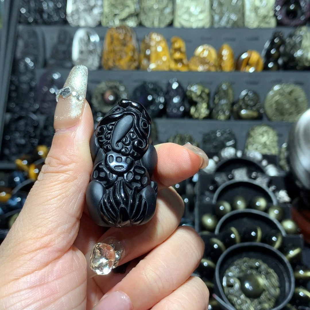 黑曜岩未镶嵌吊坠(赠链)吉**月