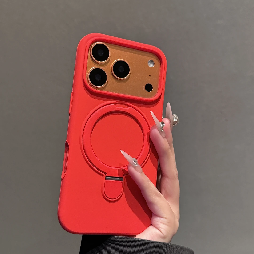 适用于iPhone17promax手机壳液态硅胶苹果16ProMax磁吸折叠支架壳