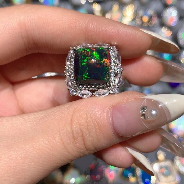 欧泊福利戒指w银S925镶嵌热****爷