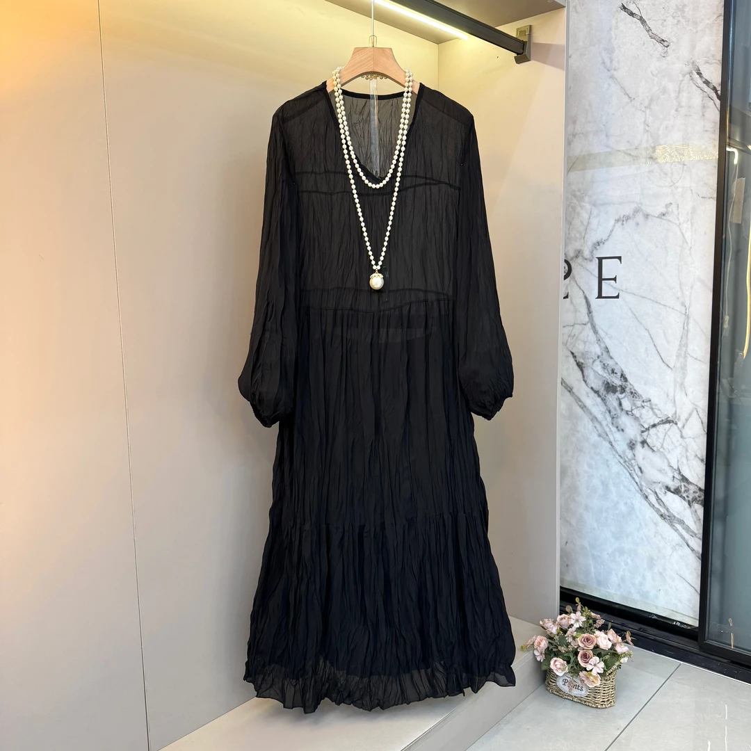 大码女装早秋新款轻奢高级感胖mm赫本风小黑裙遮肉显瘦套装6600