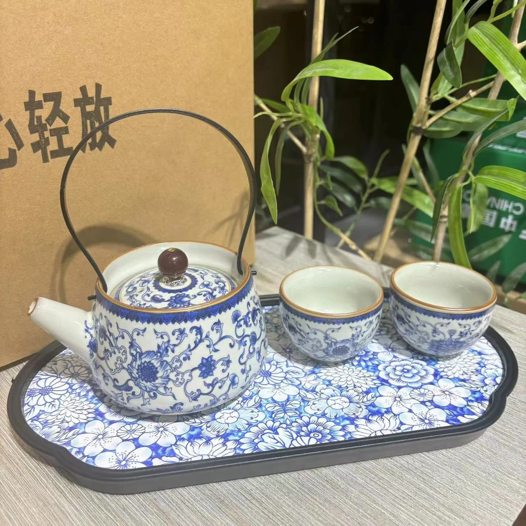 【中国邮政专属链接】青花提梁壶带俩杯送茶盘2536x2+2537+3969