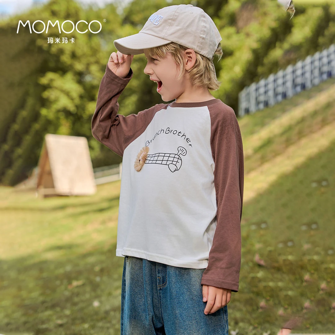 MOMOCO男童秋季撞色拼接T恤75330235012