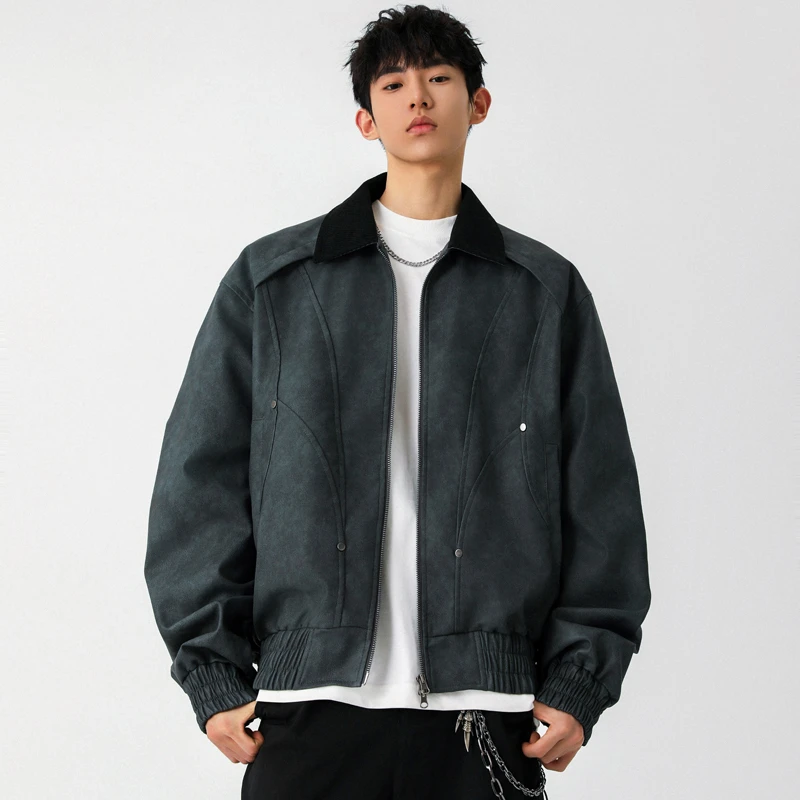 MTVO迈特优皮衣外套男春秋季2025新款潮牌高级感痞帅翻领休闲夹克