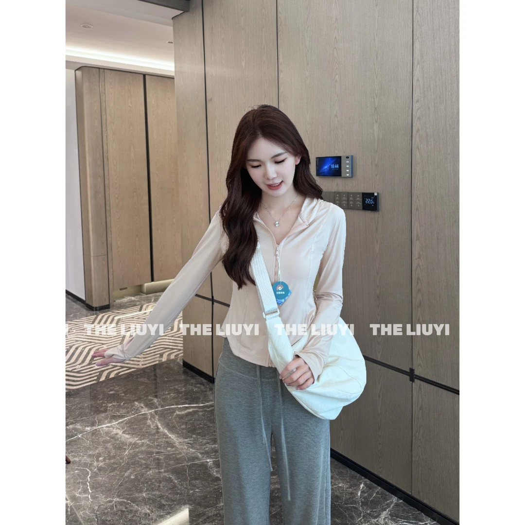 【LIUYI】小蛮腰防晒～夏季UPF50+冰感原纱透气连帽防晒衣外套55202