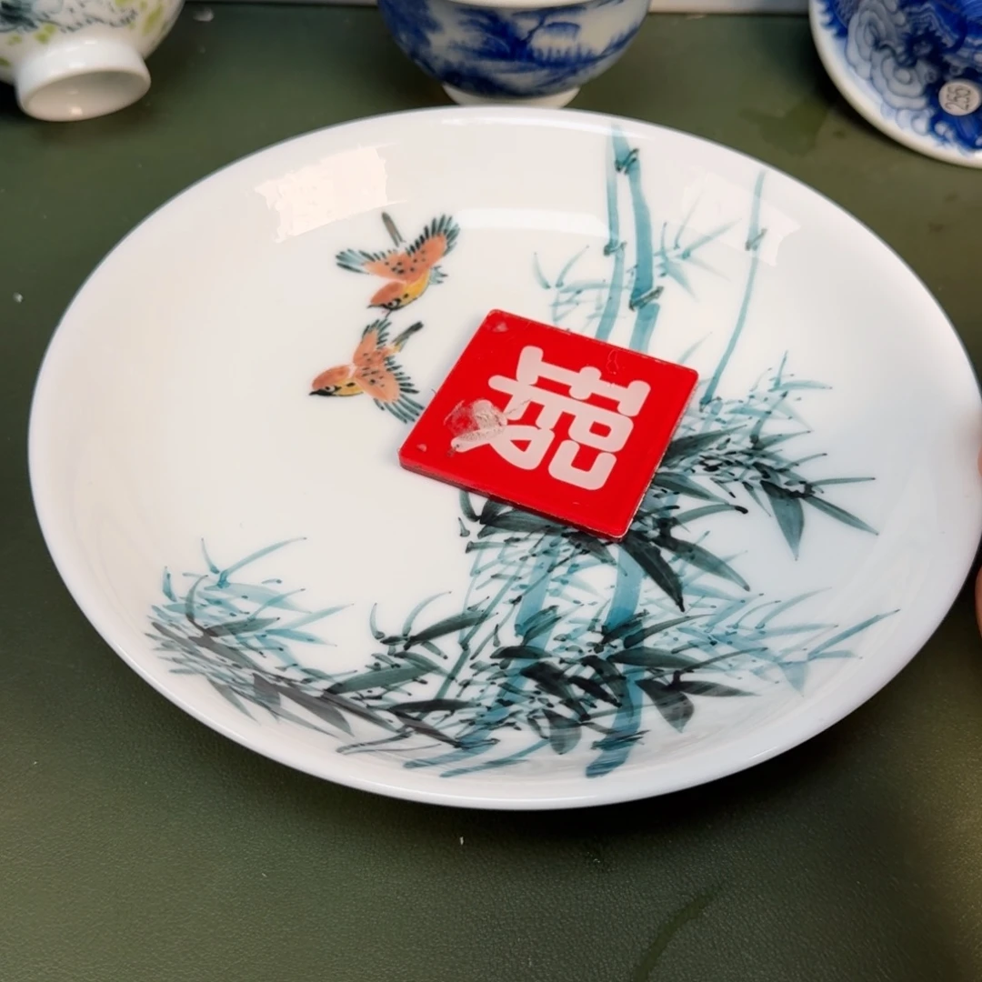 陶景德镇纯手绘茶具圆圆203大瑕开裂