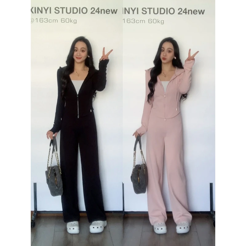 XINYI【Lulu元气套装】春季果冻空气层连帽卫衣套装女X625A00266