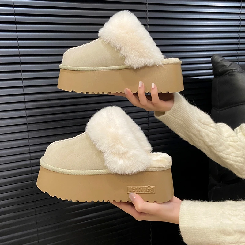 2025新款雪地靴女冬季皮毛一体羊毛口加绒厚底保暖外穿包头半拖鞋