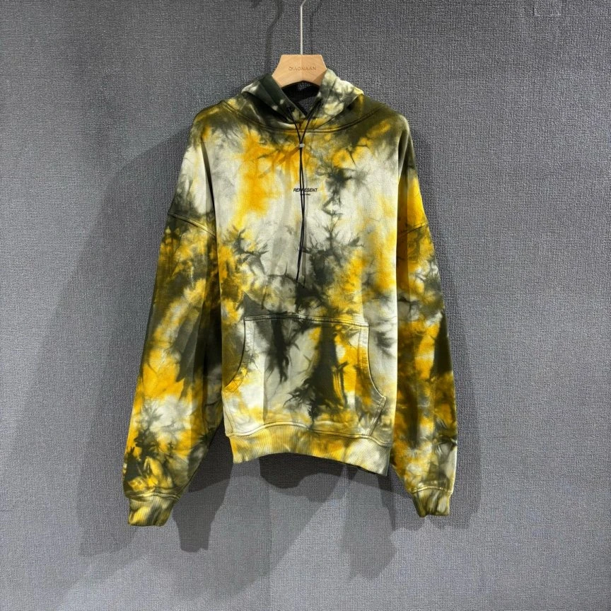 未使用 maje REPRESENT（pm）黄色扎染帽衫卫衣 全新带吊xs码/2249