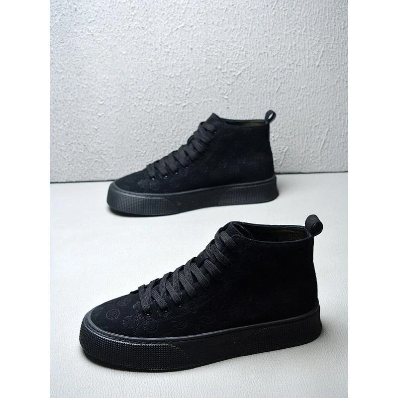 男鞋秋季高帮鞋男复古休闲鞋透气软底中帮板鞋潮流百搭靴