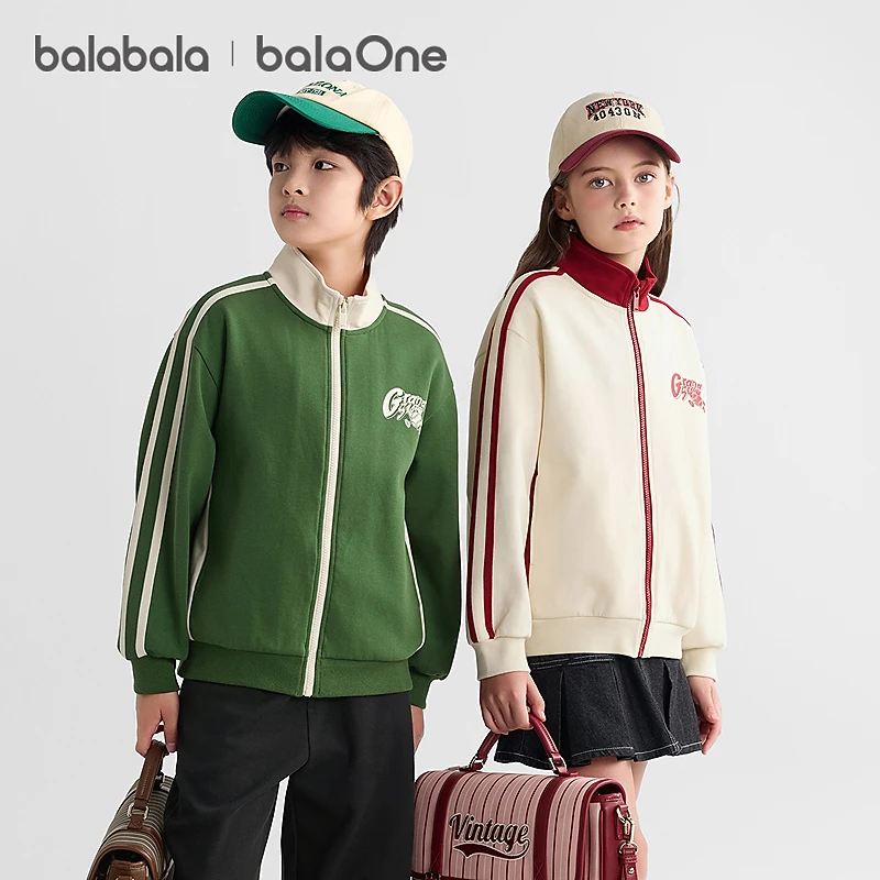 【balaOne】巴拉巴拉儿童外套男童女童上衣2025新款秋棒球服保暖