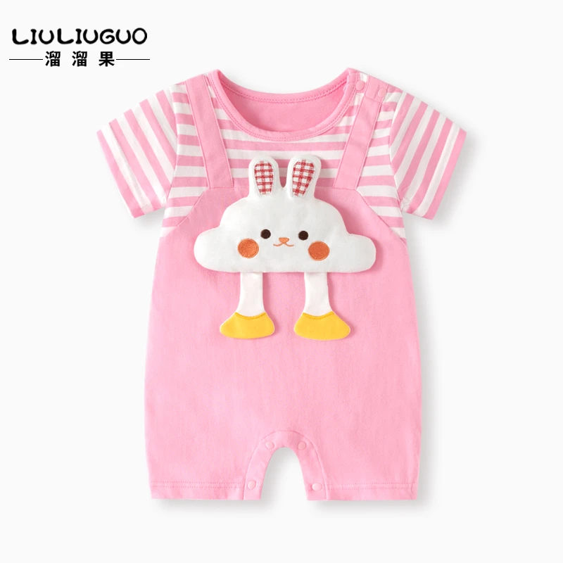 夏季新生宝宝连体衣0-36月婴幼儿衣服夏天初生纯棉满月薄款夏装