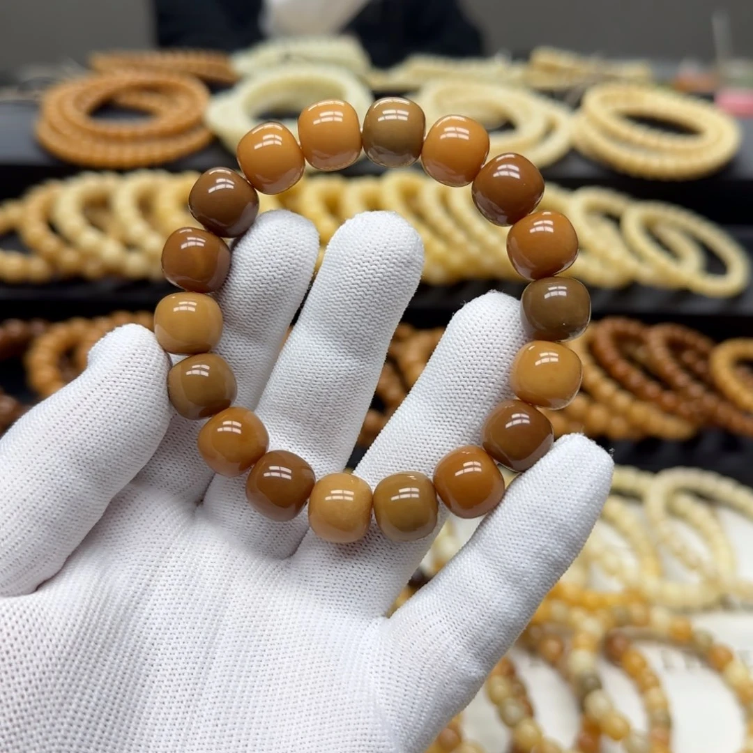 菩提根/象牙果手串12×13 11年 太妃糖 鬼工