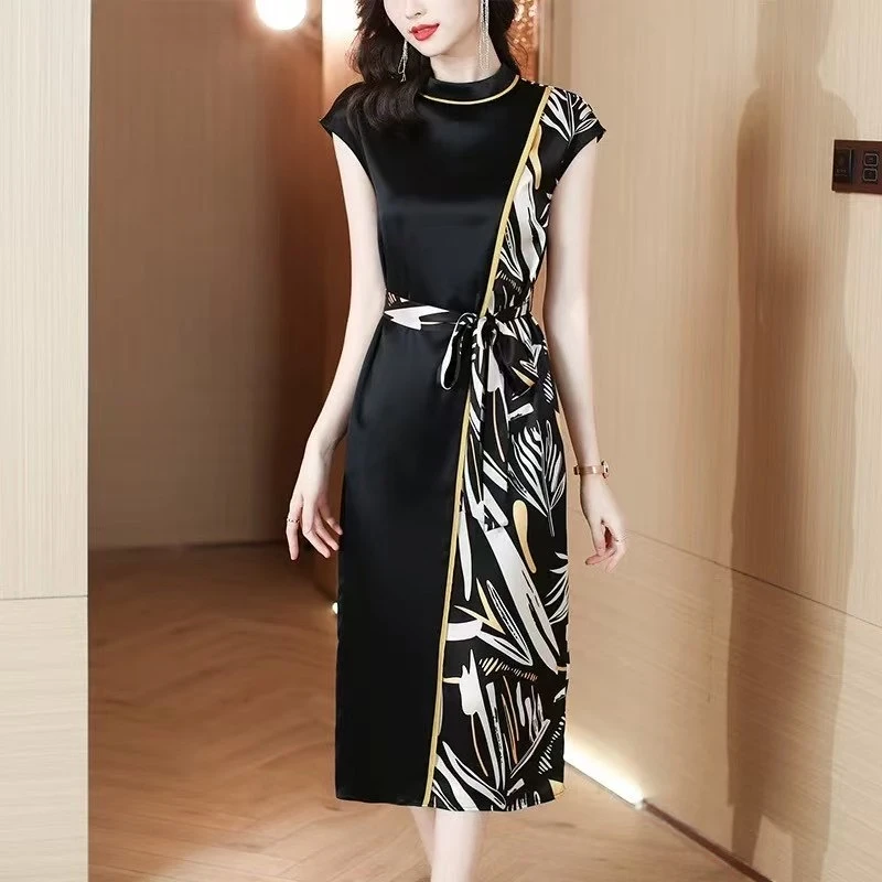 H(W)原厂正品夏季时尚轻奢亲肤透气中长款连衣裙