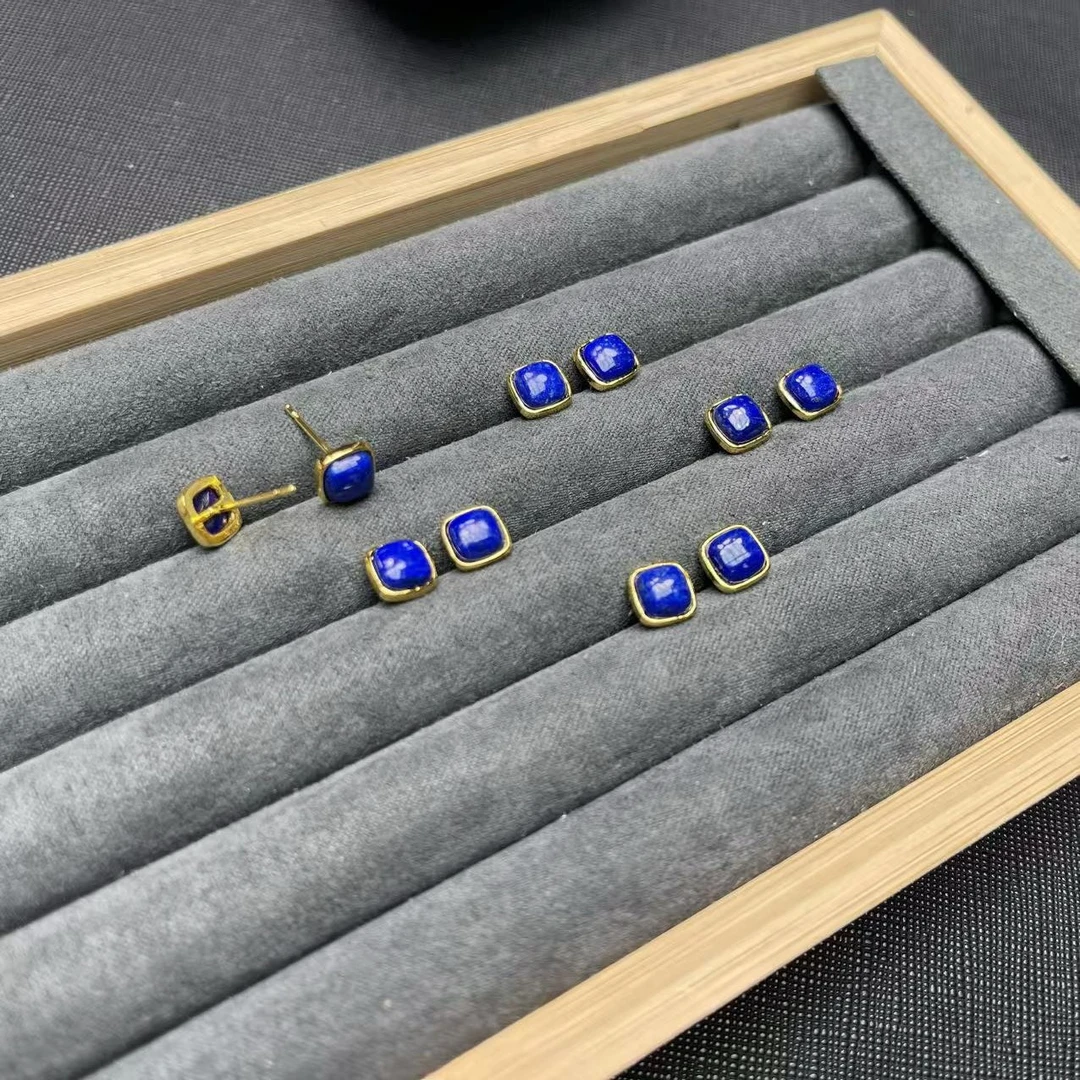 A365  青金石方包时尚百搭耳钉【多样性发其一】