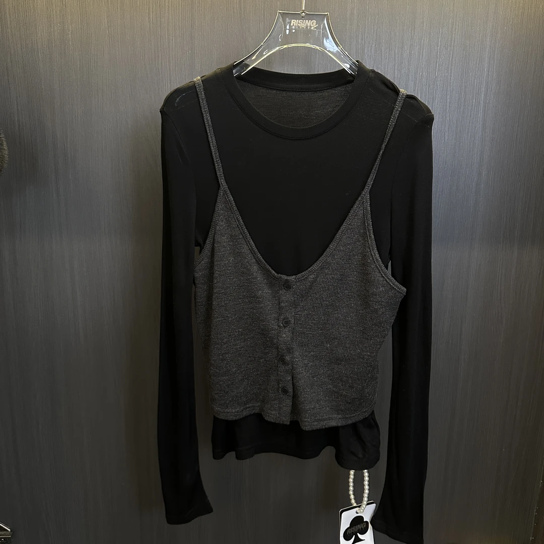 现【小云姐】舒适百搭钉扣吊带两件套110243