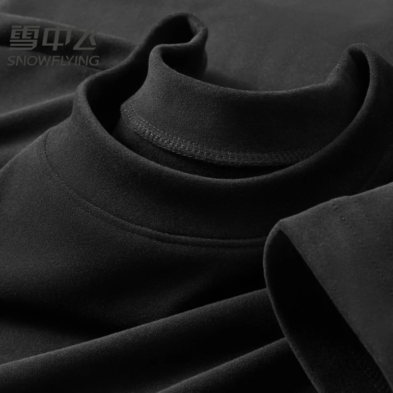 SNOW FLYING/雪中飞长袖磨毛圆领T恤贴身保暖加绒内搭打底衫男