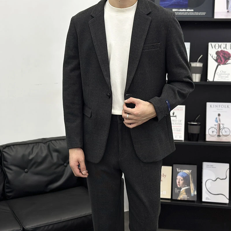 2025年新款黑色商务西装男修身百搭休闲小西服痞帅潮流外套高级感