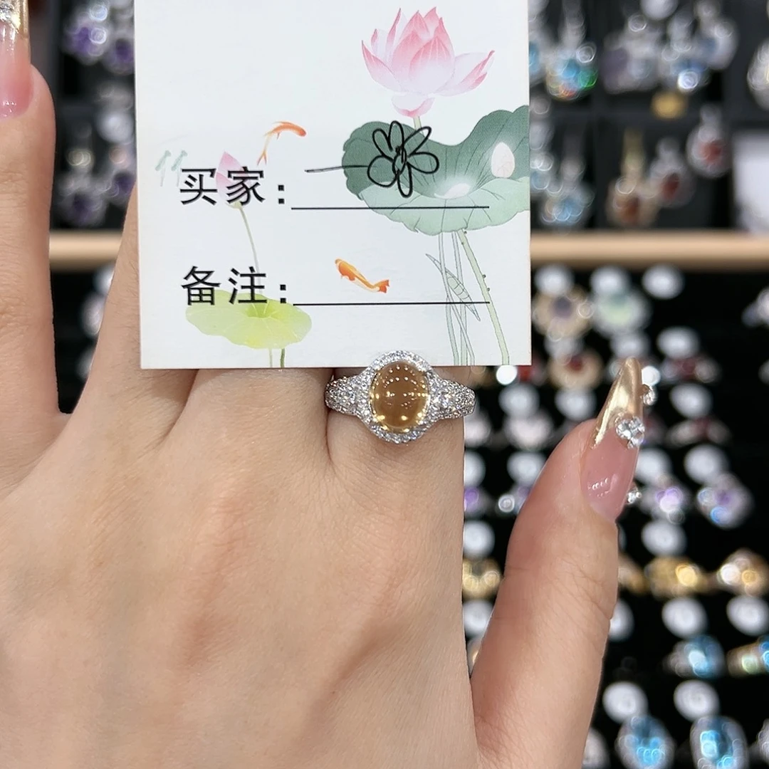 芙蓉石戒指银S925镶嵌戒指