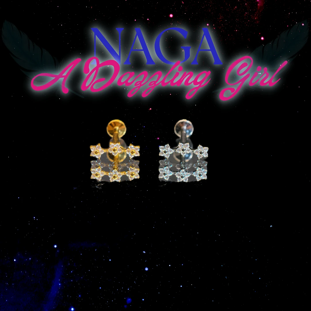 钛合金锆石耳饰 钛合金爆闪微镶锆石耳钉0.9牙防敏【三联花】