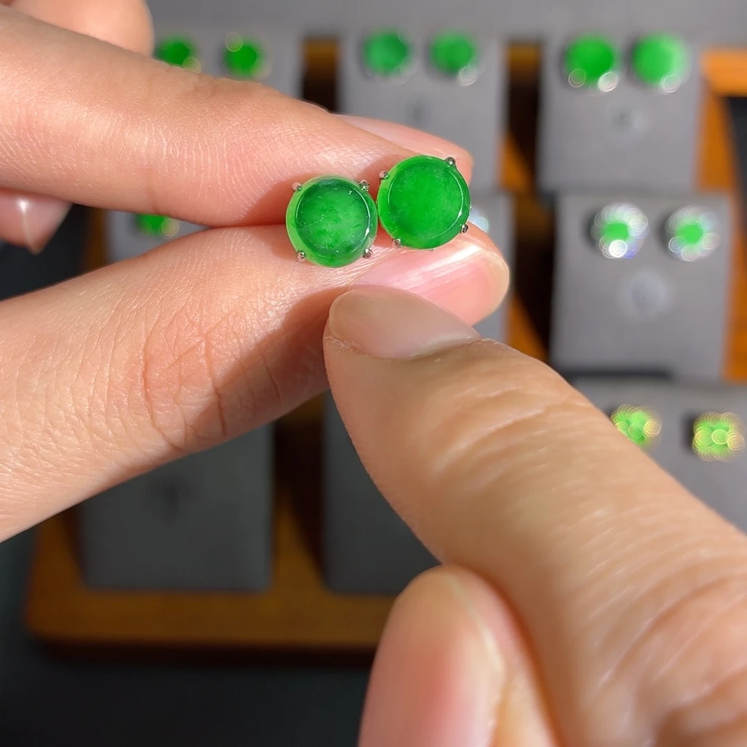 翡翠银S925镶嵌耳饰耳饰