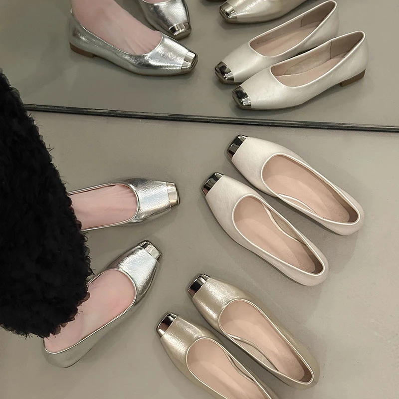 低跟浅口方头单鞋中跟百搭秋冬加绒浅口鞋温柔粗跟