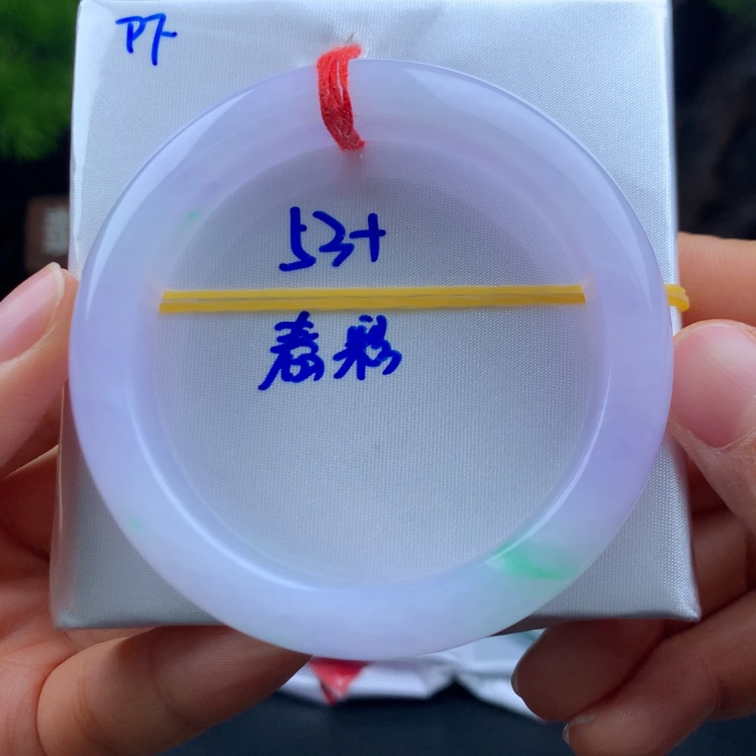 翡翠未镶嵌手镯春彩