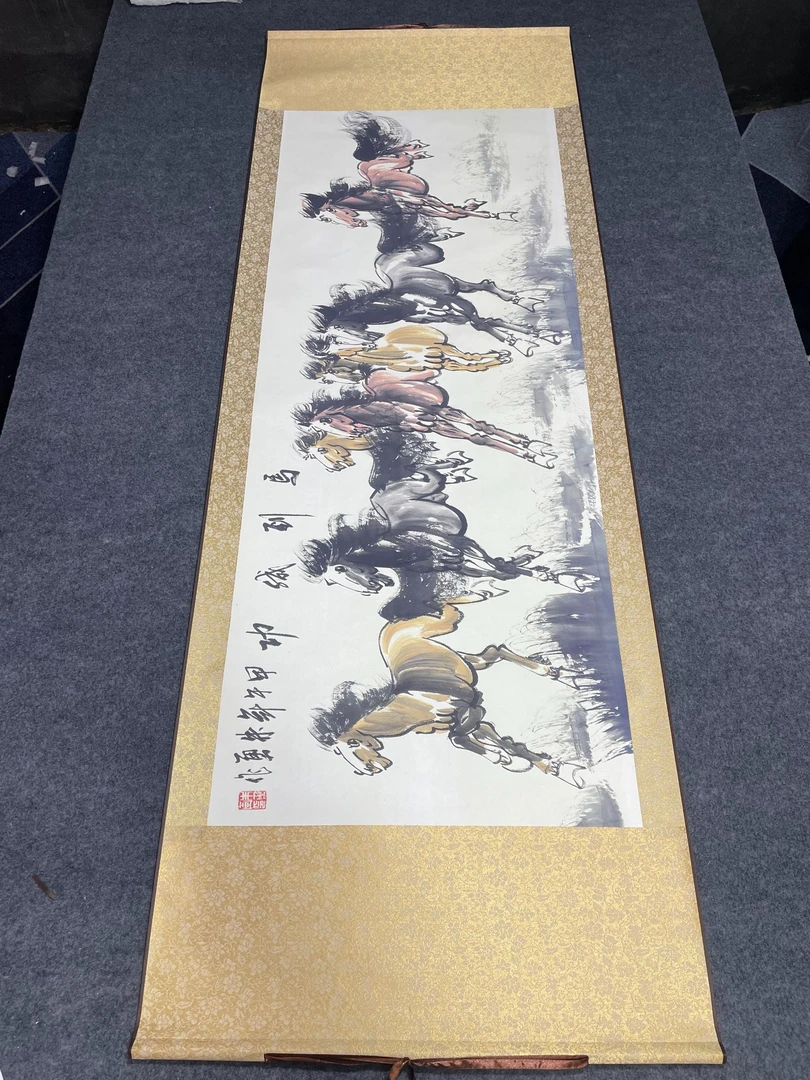 精装精裱横幅1.8米×0.6米《马到成功》国画