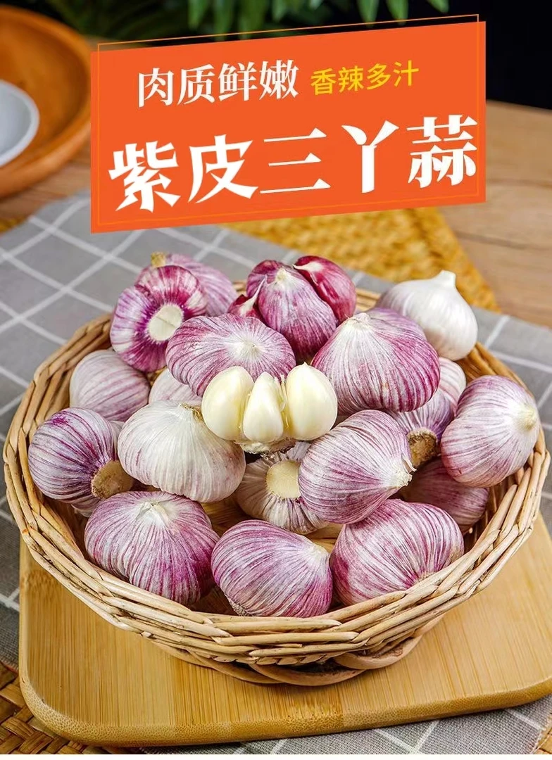 【2025年新晒】干紫皮三丫蒜三瓣蒜元宝蒜大蒜头红皮蒜干蒜蔬菜批发