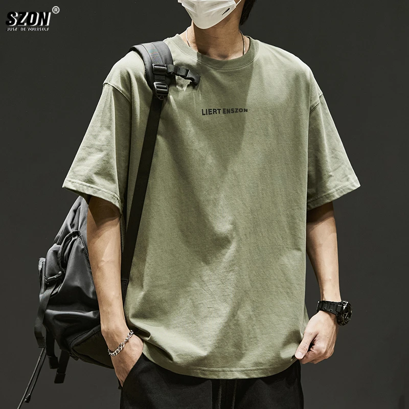 短袖t恤男夏季薄款日系简约纯棉重磅男装宽松潮流百搭ins美式上衣