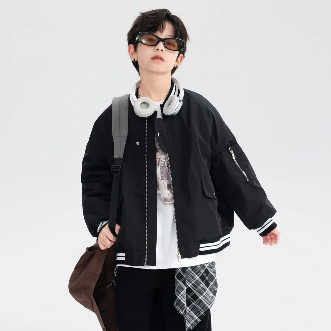 男童秋装韩范户外工装棒球服2025新款儿童春秋学院风运动夹克6007
