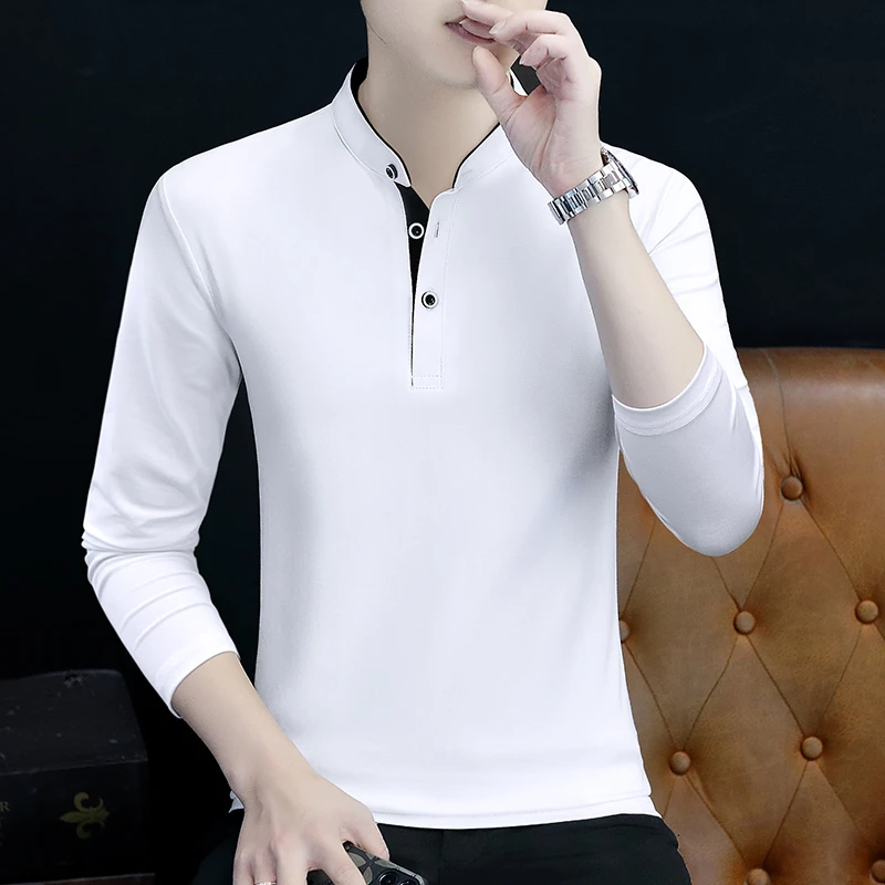 新款男装白色内搭打底衫男式长袖t恤男款衣服春秋款上衣秋衣秋装