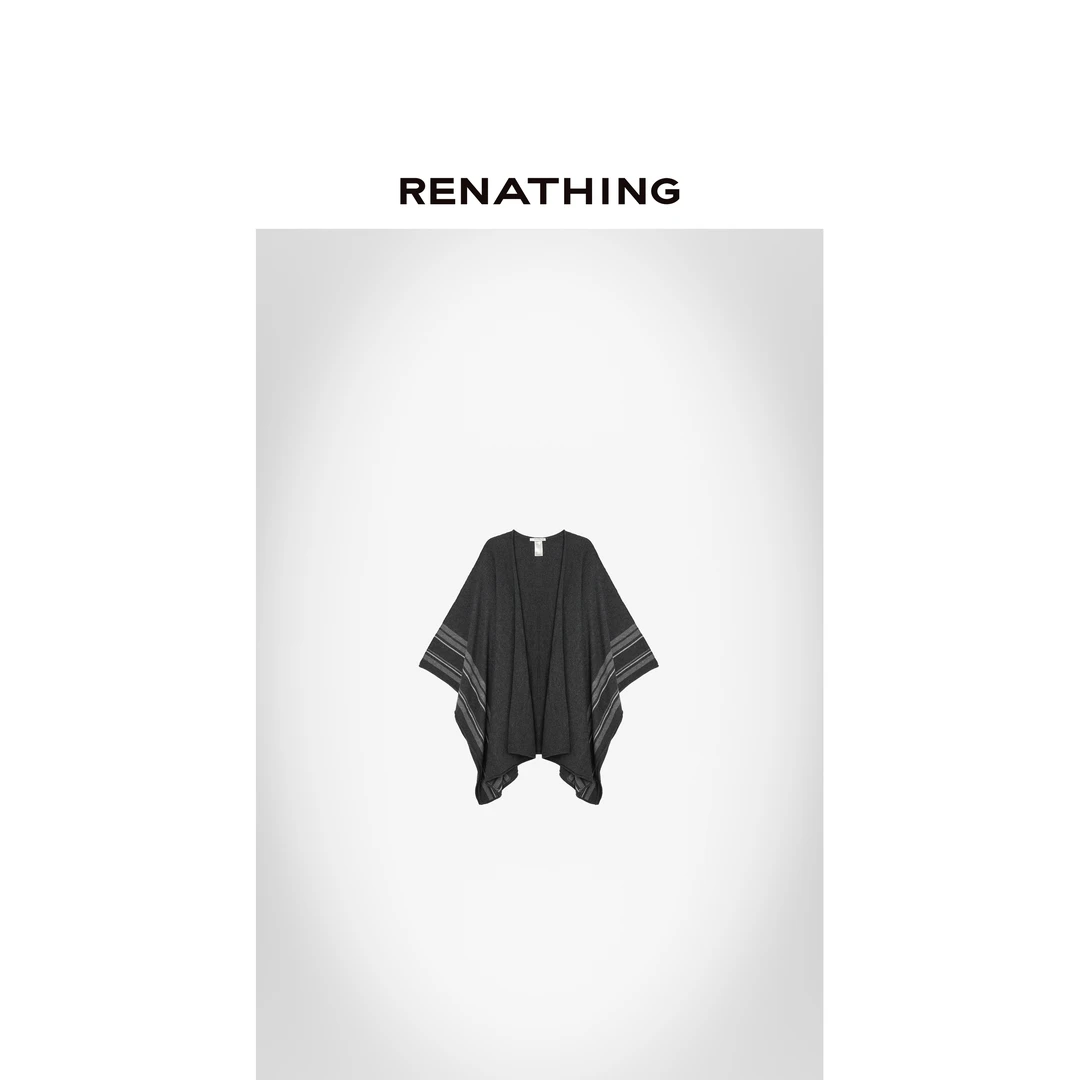 【RENATHING】慵懒条纹斗篷大披肩