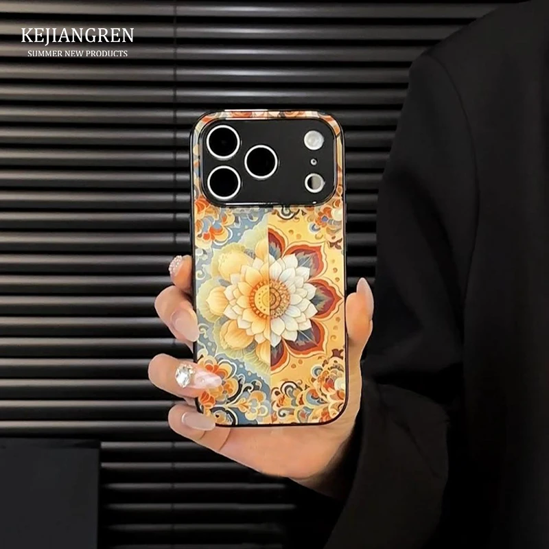 高级国潮花纹适用于苹果17手机壳iPhone16苹果15PRO简约