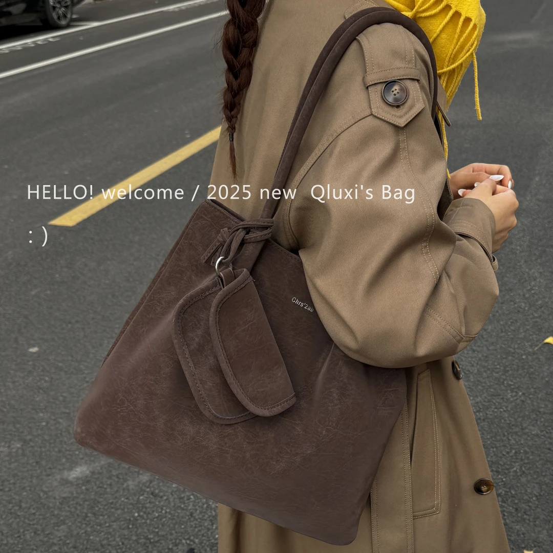 【QIANLUXI/千璐禧】 慵懒风休闲大容量托特包秋冬复古麂皮绒单肩包