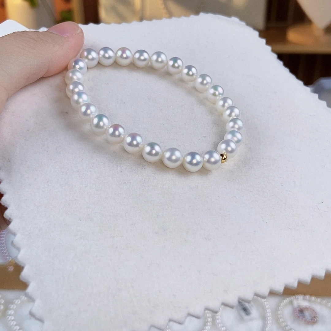 淡水珍珠手绳18K金镶嵌