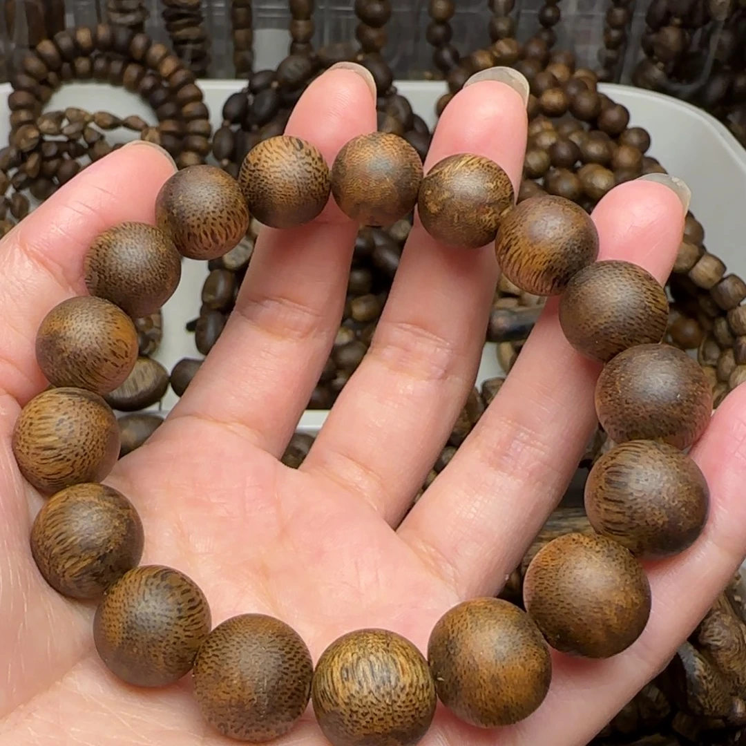 沉香手串单圈圆珠1.3规格海南乌身13.4克