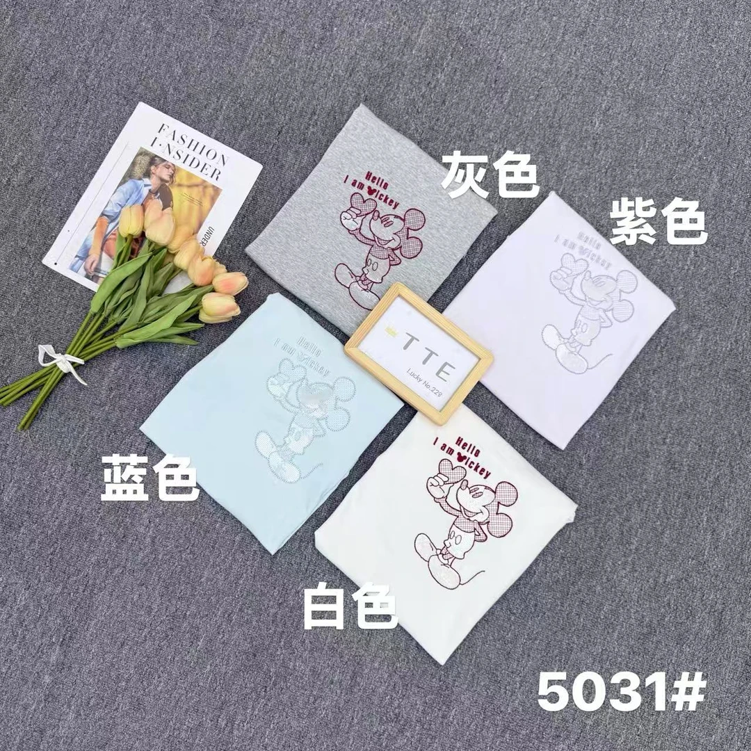 【TTE严选】2026夏装5031米奇刺绣短袖T恤(0523-08)