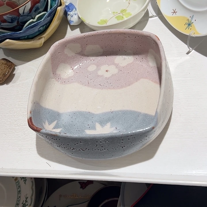 俏***部瓷粉蓝四方复古钵一个