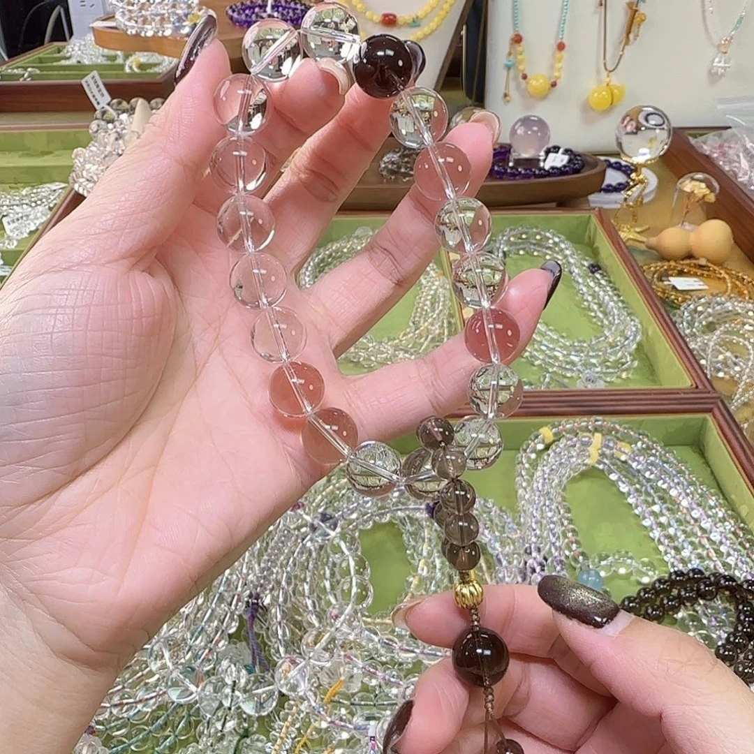 A***a未镶嵌水晶手串手持白水晶茶晶