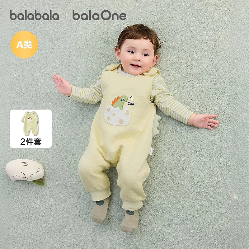 【balaOne】巴拉巴拉婴儿连体衣宝宝爬服两件套2025秋装时尚洋气