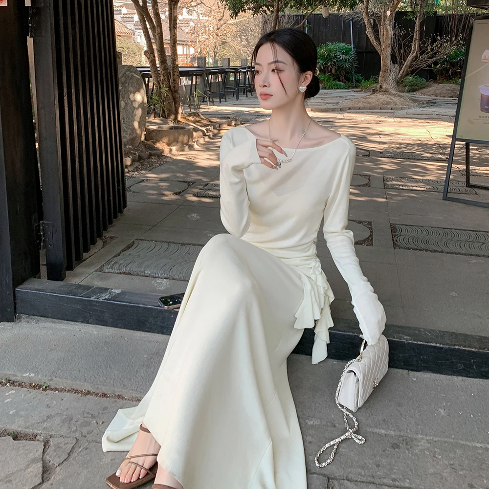 缤菓binguo 米白色软糯针织上衣半身裙套装女秋季温柔气质两件套