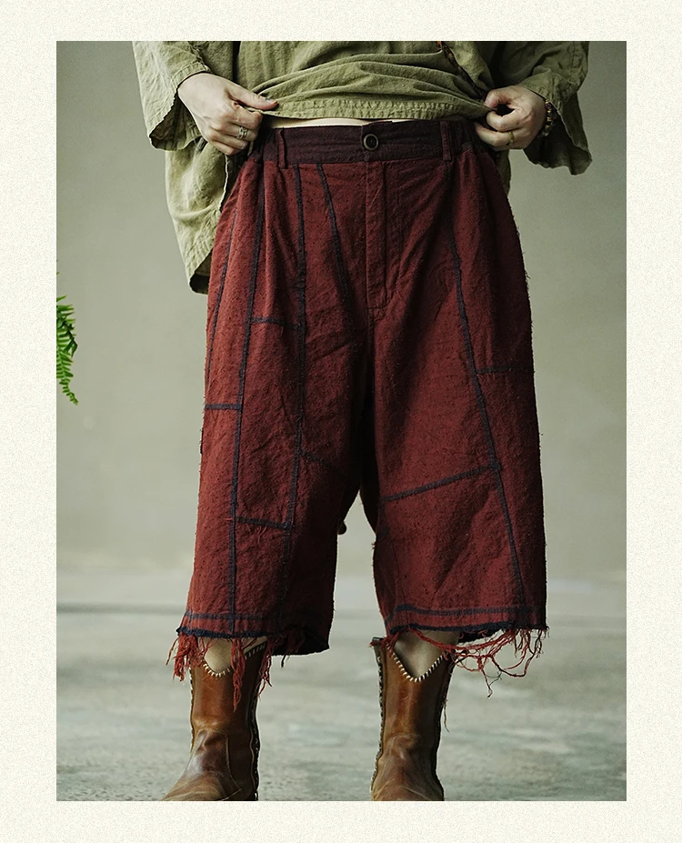 小众设计红色半裤