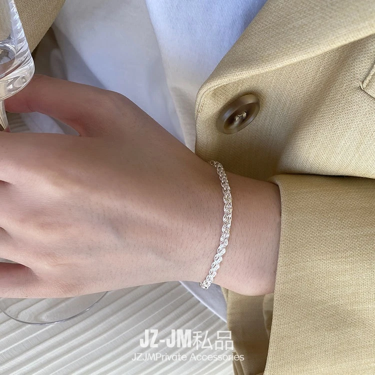 925银手链 【JZ-JM私品】意大利裸链手链女亮银色满天星链手环女