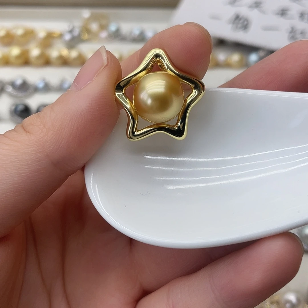 银S925镶嵌海水珍珠吊坠(不含链)