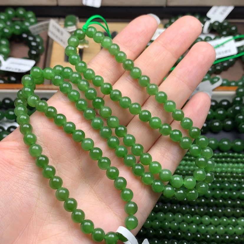 【闪购商品】颈饰未镶嵌和田玉（碧玉）6m辣阳绿无黑捡漏