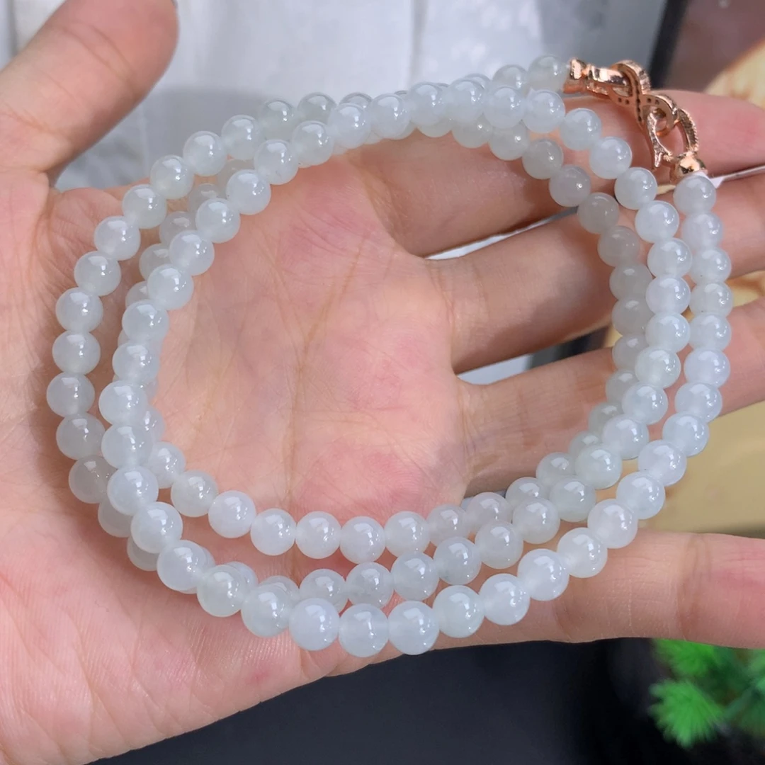 翡翠未镶嵌手串卡5.3冰胶冰胶白冰项链