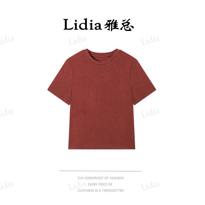 Lidia雅总 |纯色简约风短袖T恤上衣女高级感上衣JYY-W62150